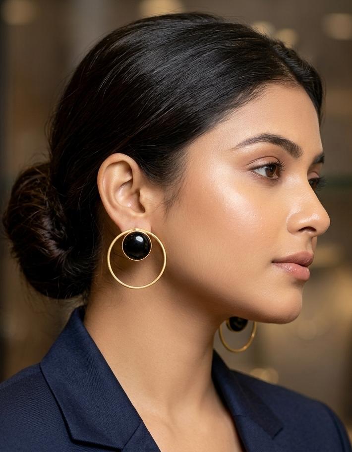 Brush and Monalisha Stone Earring III from Saj Kotha
